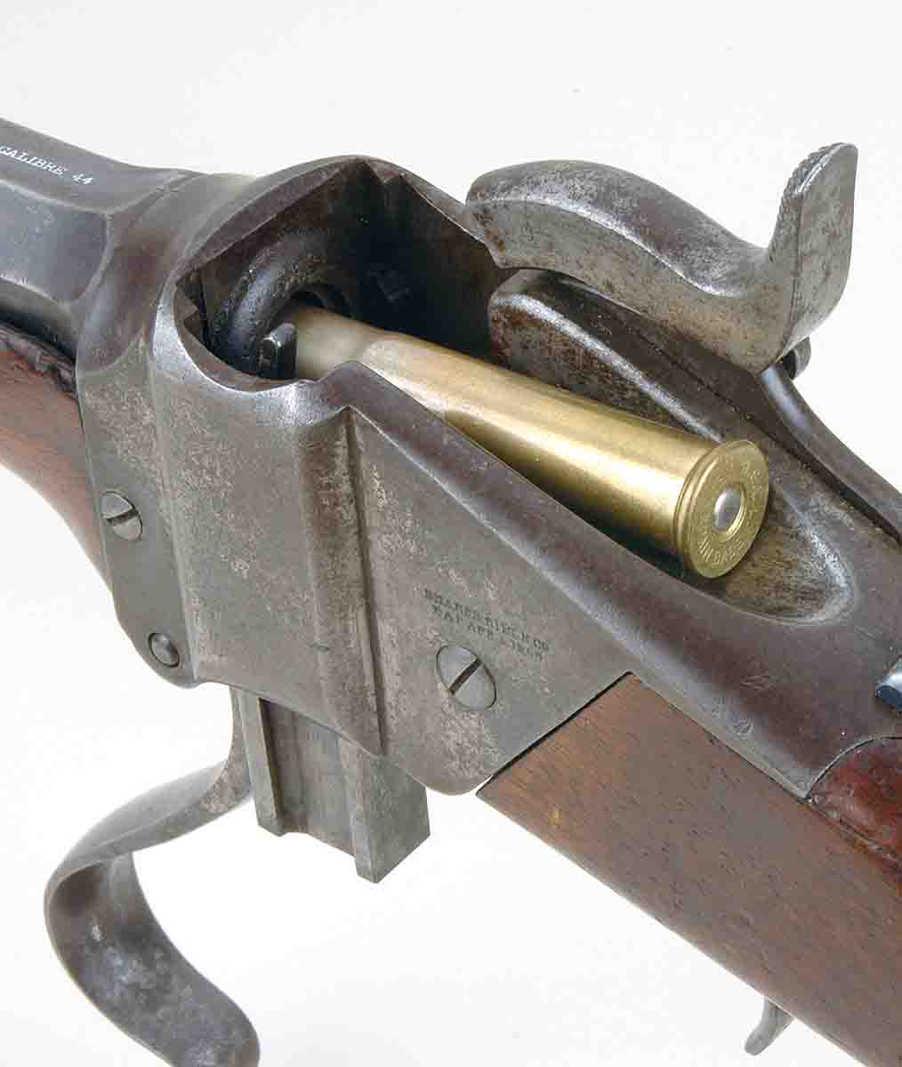 The Sharps falling-block design was popular with shooters/hunters who wanted to use the longest cartridges, because there was no limit to the case length it could use.